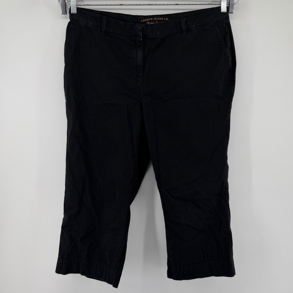 Lauren Jeans Co Ralph Lauren Pants Women 18W Black Cropped Capri Cotton‎ Chino